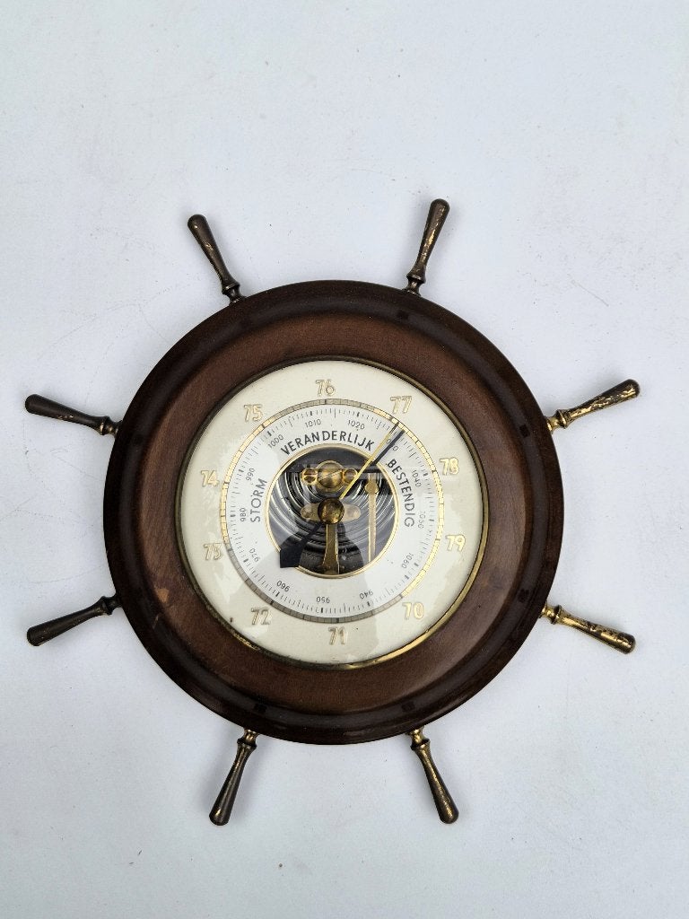 Vintage scheepsroer barometer (doorsnede 19 cm), Ophalen of Verzenden, Gebruikt, Barometer