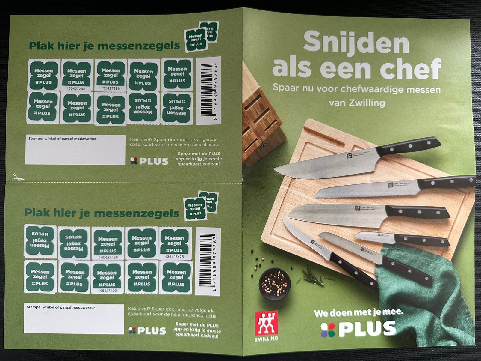 Messenzegels Plus. 2 volle spaarkaarten, Plus, Ophalen of Verzenden
