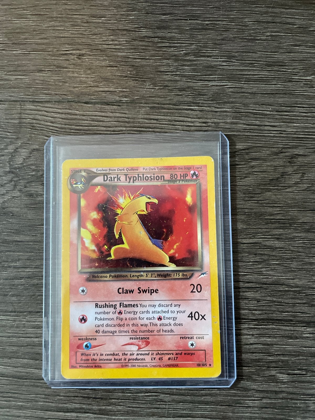 Pokémon Dark Typhlosion 10/105 Neo Destiny Holo, Ophalen of Verzenden, Zo goed als nieuw, Losse kaart, Foil