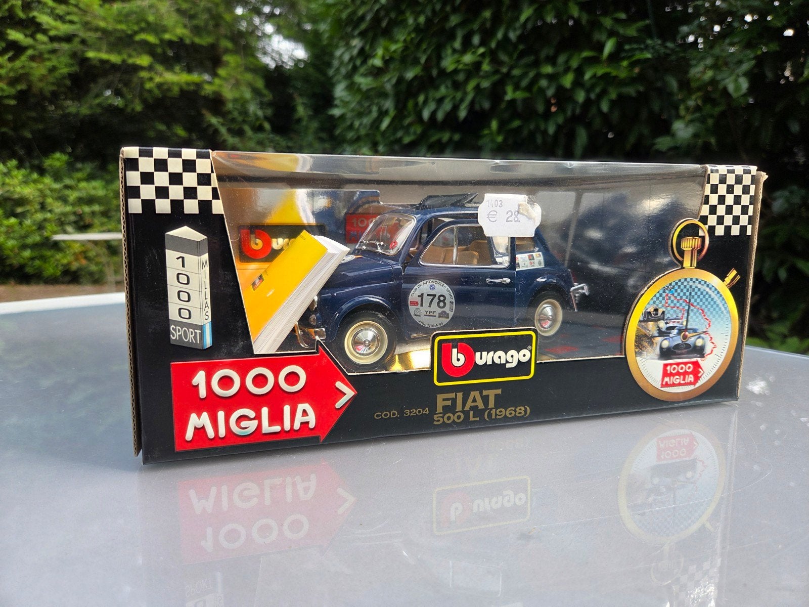 1:18 Bburago Fiat 500 L 1000 Miglia modelauto 3204 1968, Ophalen of Verzenden, Zo goed als nieuw, Auto, Bburago