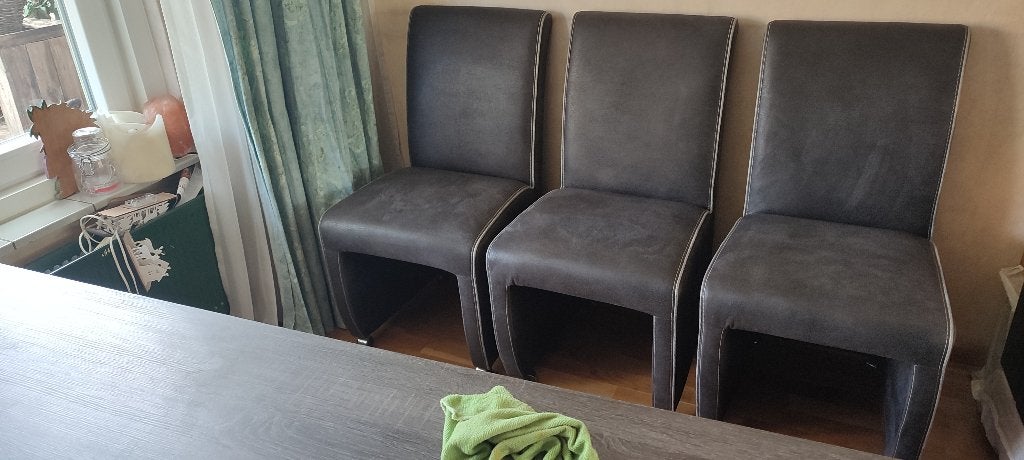eettafel stoelen op wieltjes, Huis en Inrichting, Stoelen, Ophalen, Gebruikt, Vijf, Zes of meer stoelen, Stof