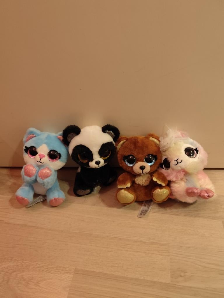 Leuke knuffelset: kat, panda, beer en lama, Ophalen, Blauw, Ty, Met label