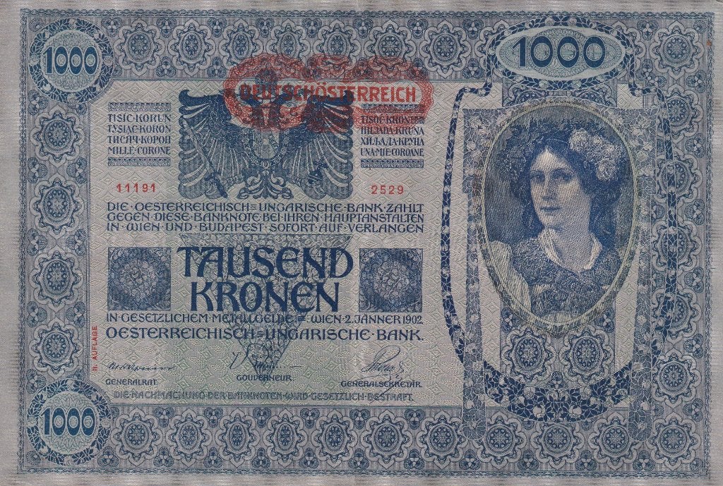 Oostenrijk 1000 kronen 1919 2de oplage, Verzenden, Oostenrijk, Los biljet
