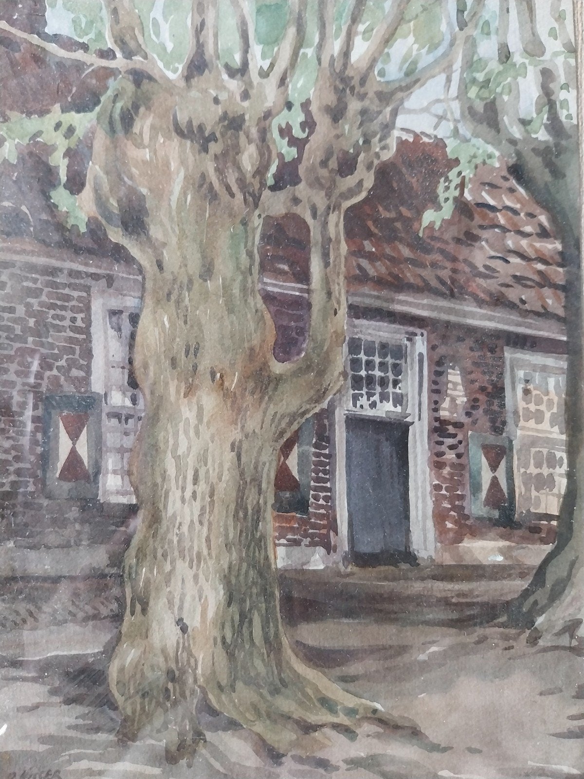 Orginele aquarel Erve Berenbroek Enschede door R.Visser., Antiek en Kunst, Ophalen of Verzenden