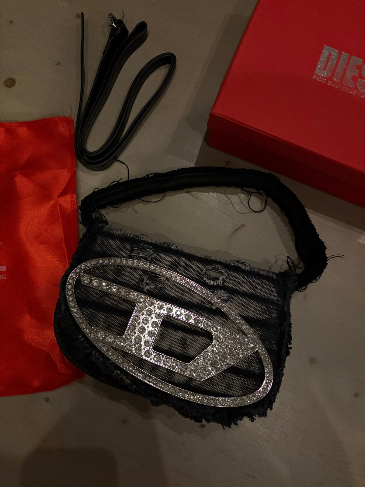 Diesel denim leren tas - Nog nieuw en ongebruikt, Ophalen of Verzenden, Nieuw, Zwart, Schoudertasje