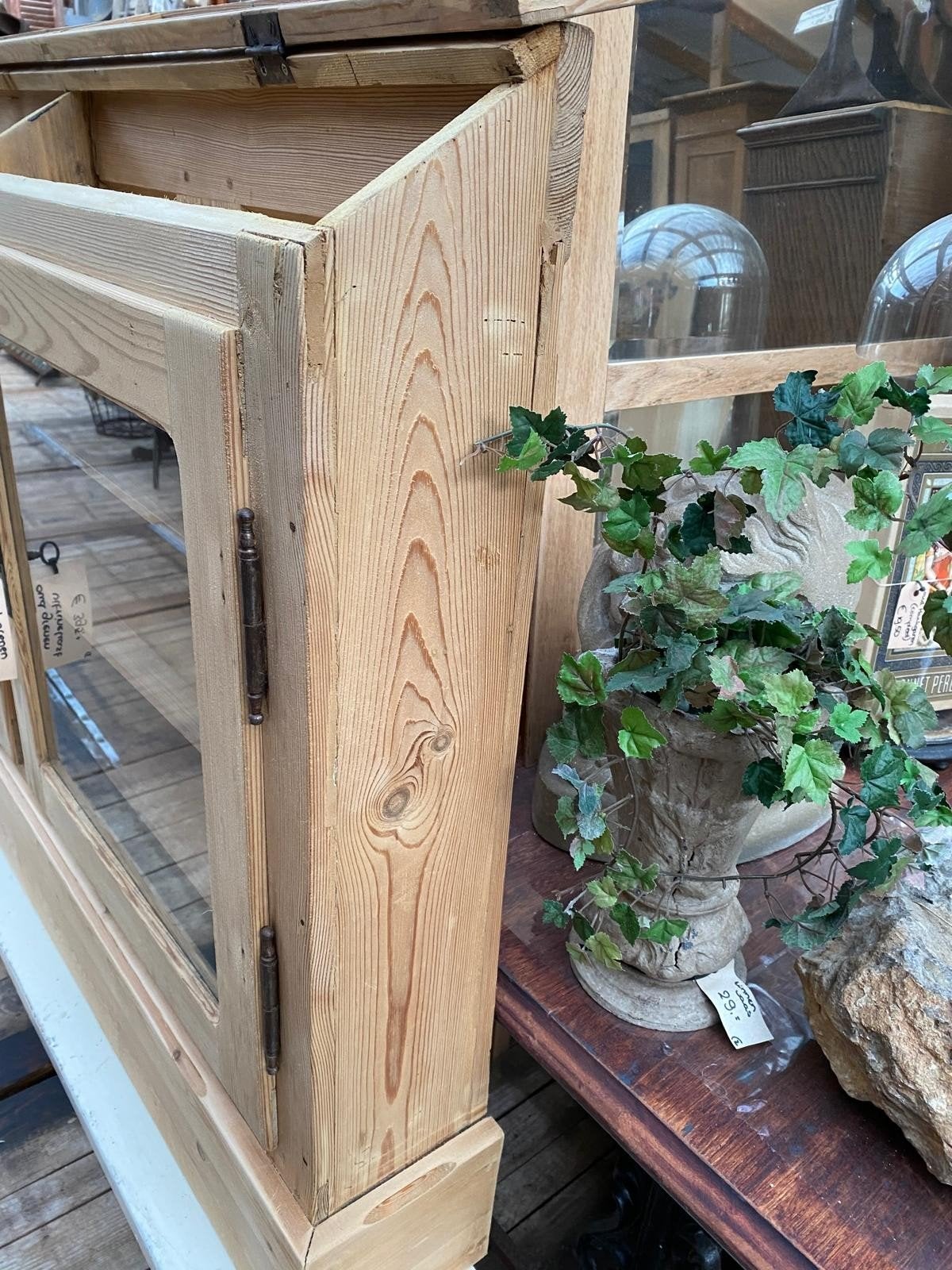Ondiepe oud grenen kast vitrinekast opzetkast vitrine, Antiek en Kunst, Ophalen