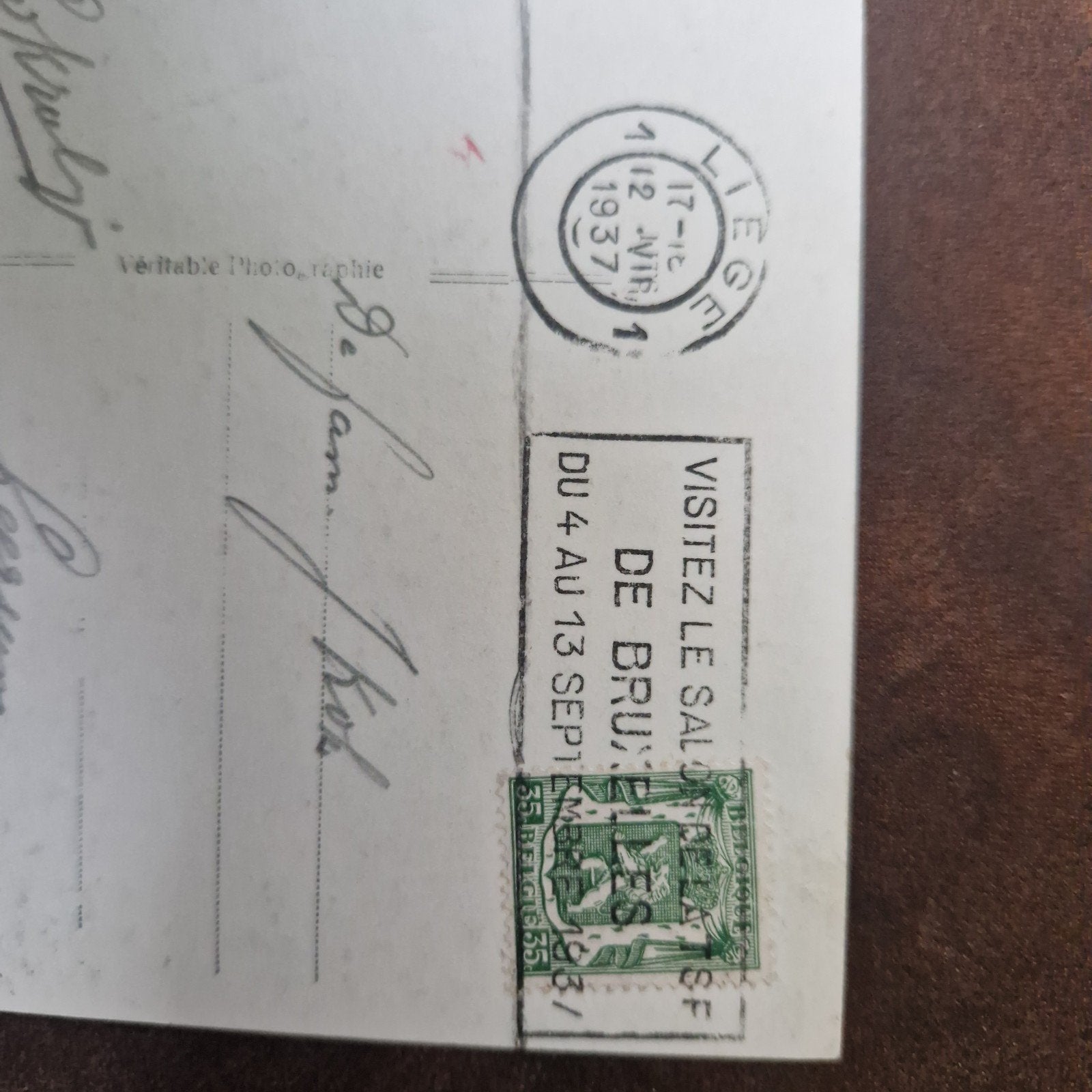 Ansichtkaart met mooie poststempel Liege 1937, Ophalen of Verzenden
