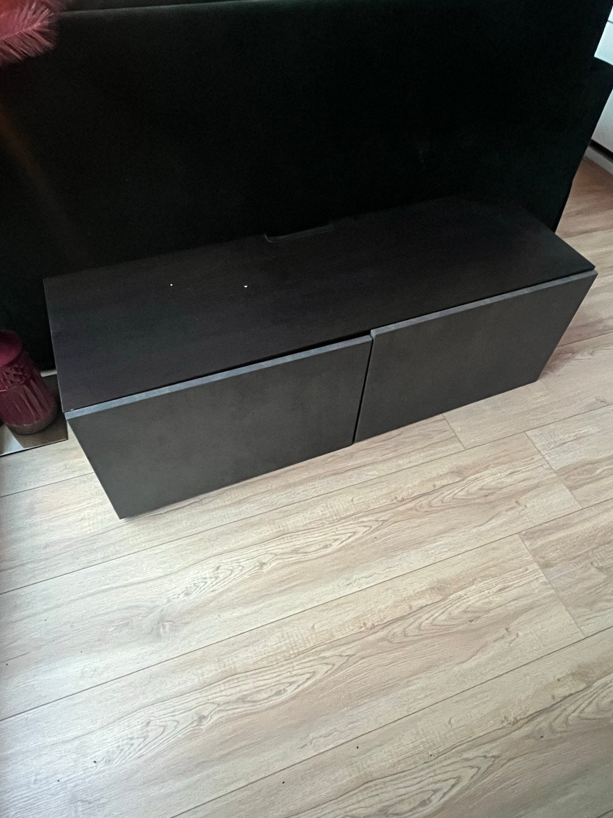 Zwart/grijs besta tv-meubel met opbergruimte, Ophalen, Gebruikt, 100 tot 150 cm, Minder dan 100 cm