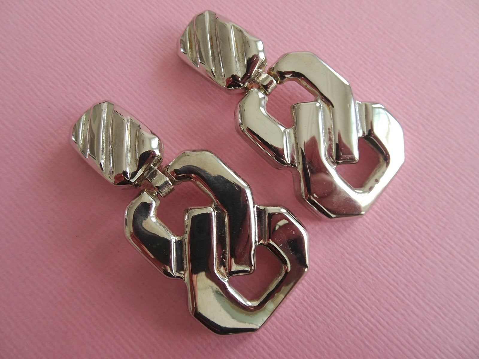 jwg Vintage 80s 90s doorknocker design oorbellen zilver klr, Verzenden, Overige materialen, Oorbellen