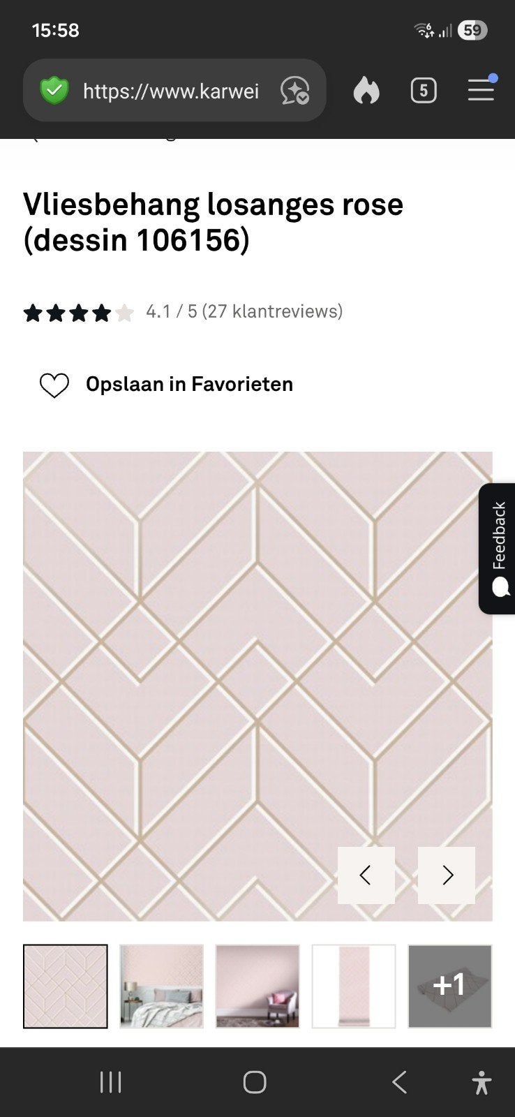 3 rollen vliesbehang  (dessin 106156 Karwei), Ophalen, Overige merken, Modern, Roze