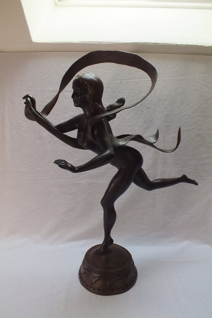 Bronzen danseres., Ophalen, Art deco, Brons, 20 - 50 cm