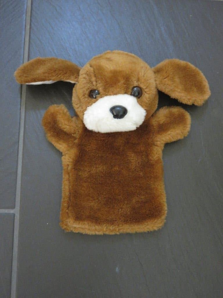 Handpop hond, ca 23cm, met flaporen., Ophalen of Verzenden, Zo goed als nieuw, Ontdekken