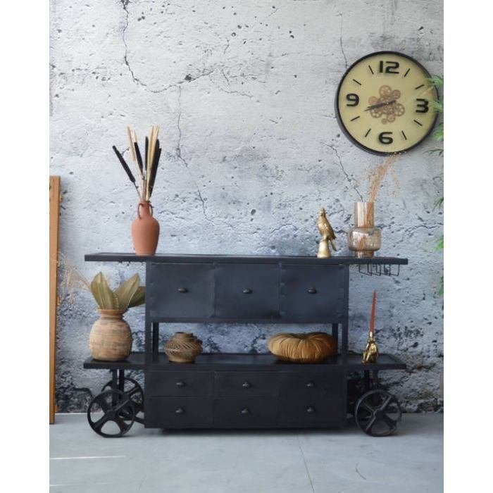 Industrieel dressoir XL, zwart, 160x40x90cm, Ophalen, 150 tot 200 cm, Nieuw, Stoer, industrieel