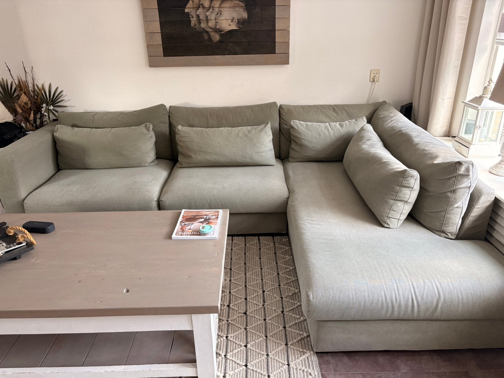 Lounge bank umix legergroen, Ophalen, Gebruikt, Stof, Lounge bank