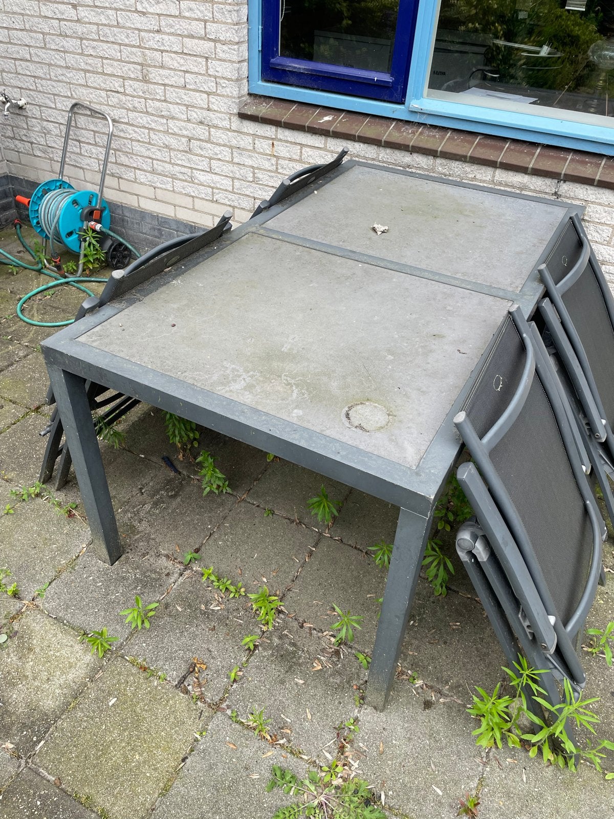 Hartman tuinset met tafel en 4 stoelen, Ophalen, 4 zitplaatsen, Gebruikt, Eettafel