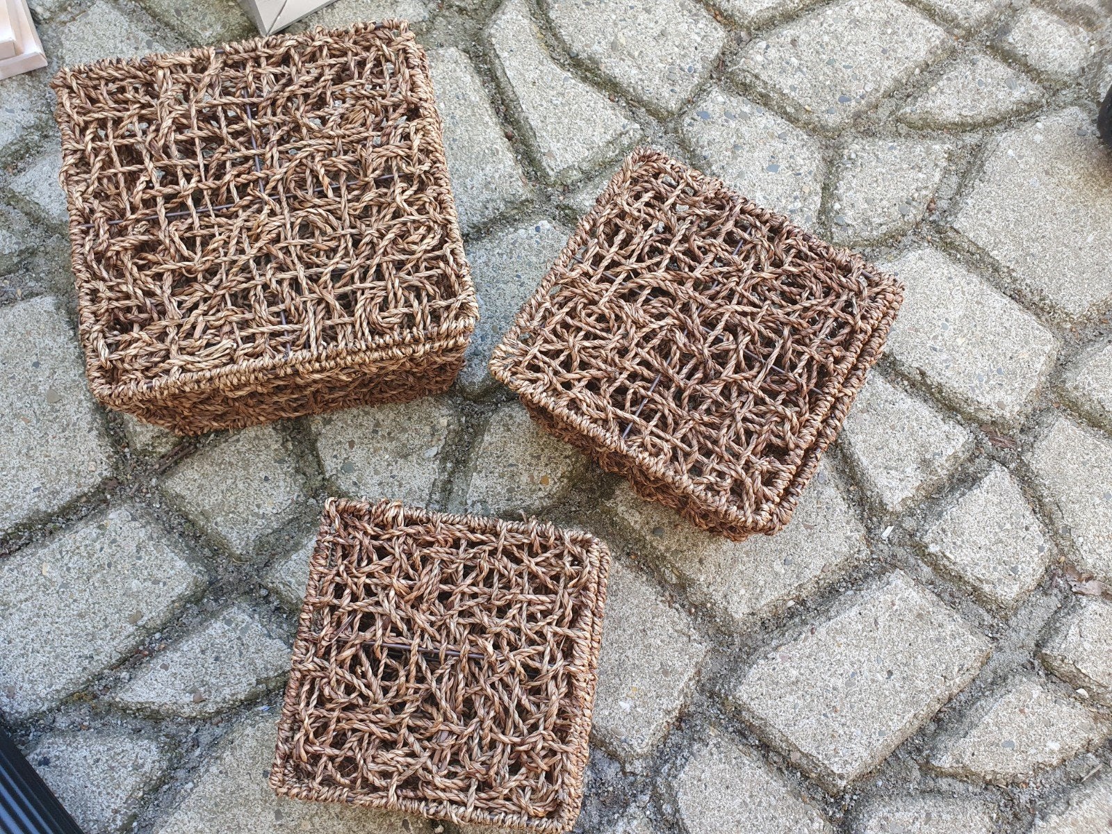 Te koop 3 rotan mandjes, Huis en Inrichting, Ophalen, Rond, Riet