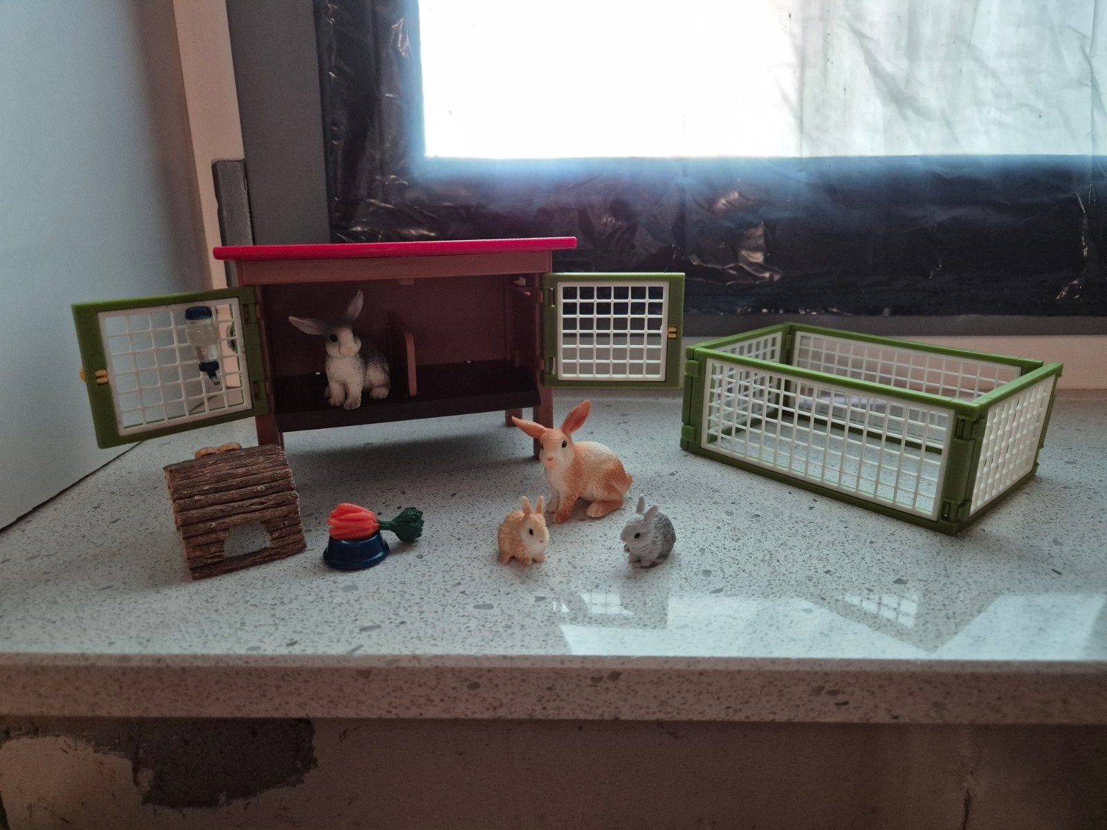 Schleich 42420 Konijnenhok met extra konijn. Compleet!, Verzamelen, Ophalen of Verzenden, Zo goed als nieuw