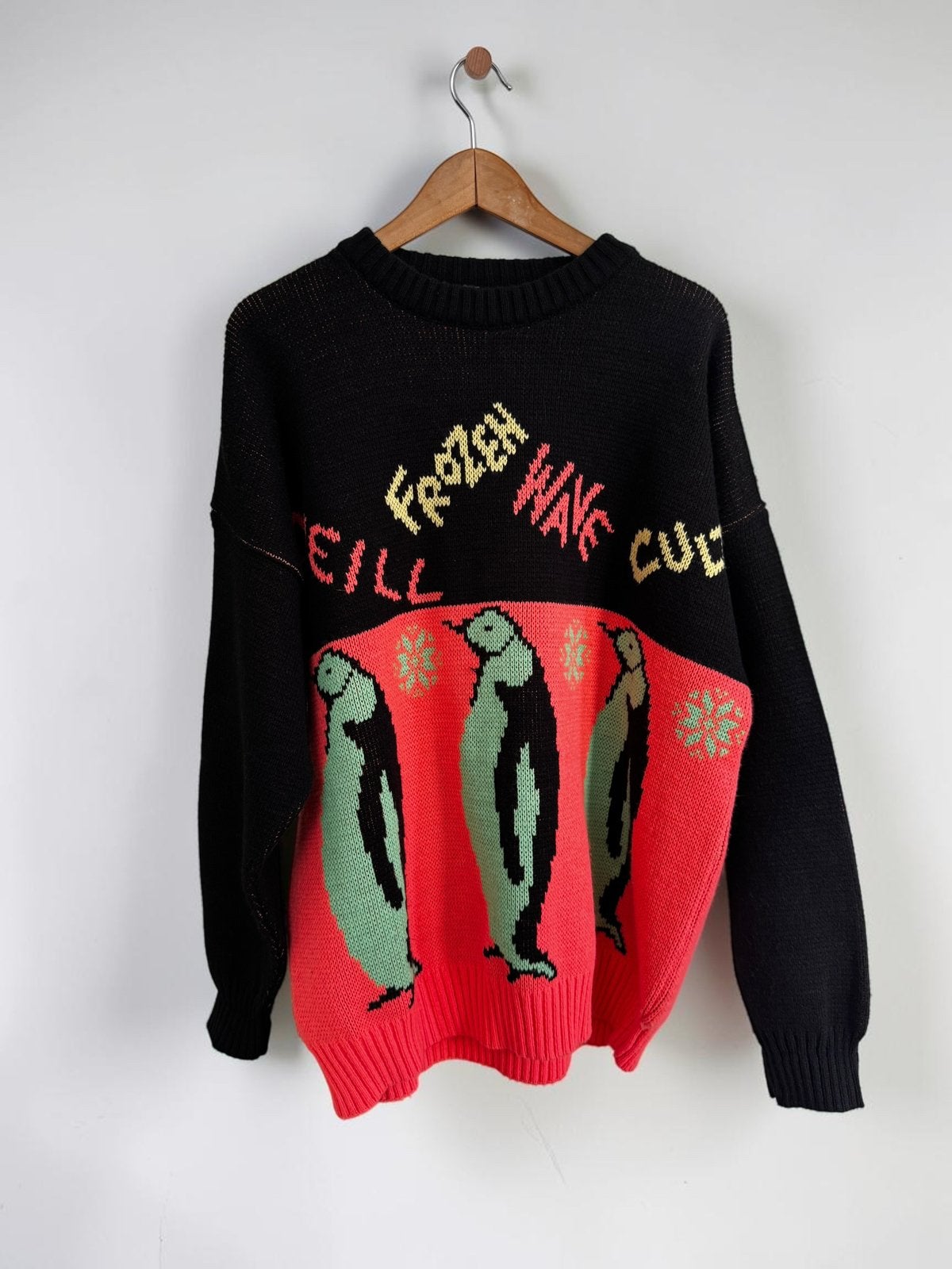 O'Neill vintage trui sweater pinguïns Frozen Wave zwart XL, Ophalen of Verzenden, Zo goed als nieuw, Maat 46/48 (XL) of groter