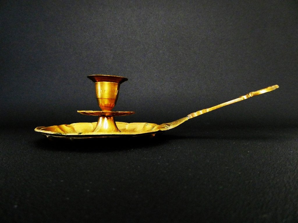 Messing blaker kandelaar floraal gegraveerd, Ophalen of Verzenden, Koper of Brons