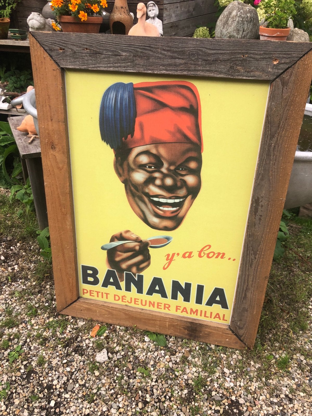 Vintage Banania Reclamebord - Groot Formaat, Ophalen of Verzenden