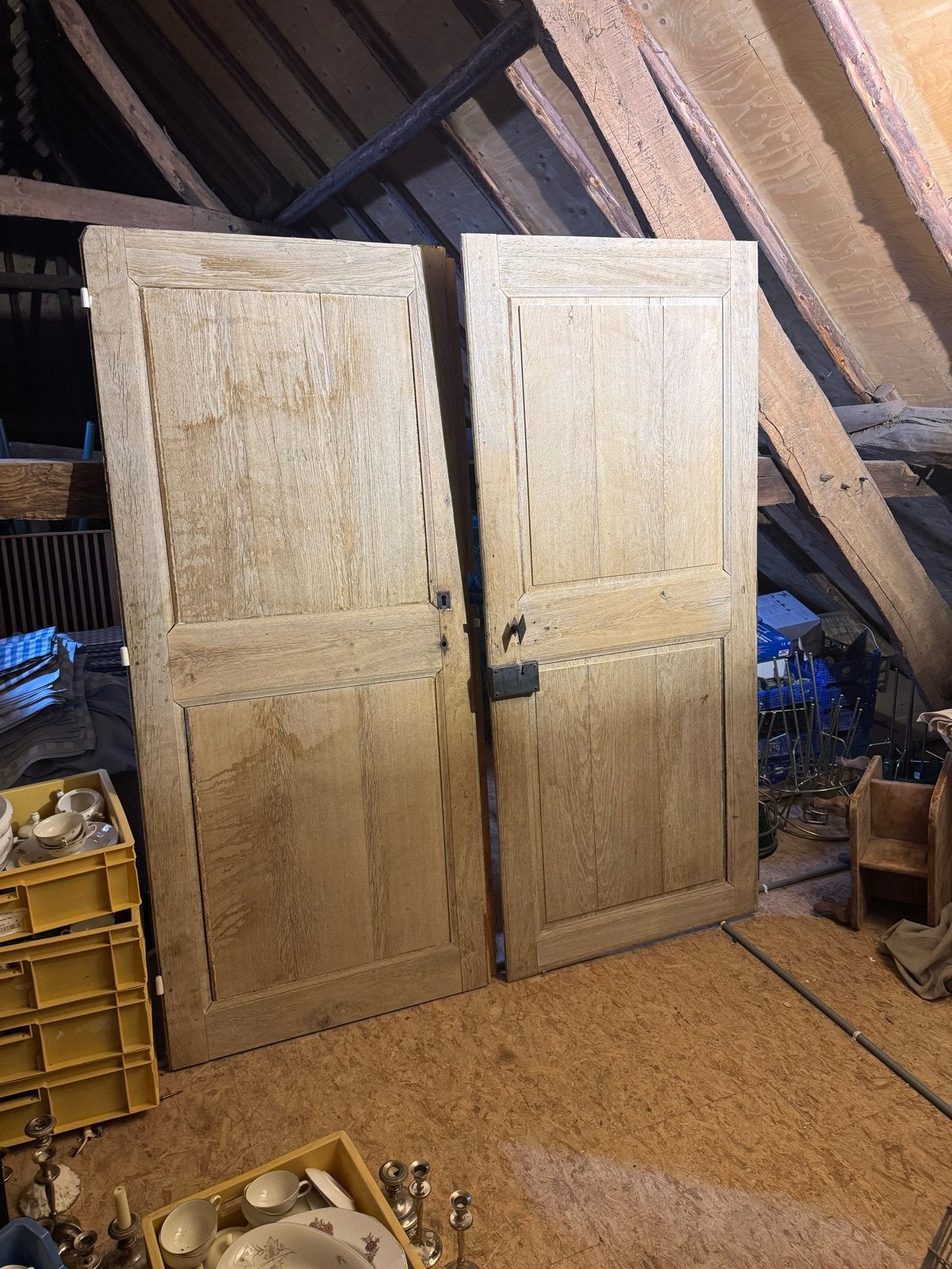 Set Openslaande Oude Franse Paneeldeuren, Doe-het-zelf en Verbouw, Ophalen, Gebruikt, 120 cm of meer, Binnendeur