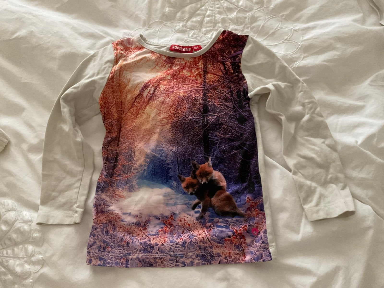 Shirtje Someone met vosjes meisje 4 jaar 104, Kinderen en Baby's, Kinderkleding | Maat 104, Verzenden, Zo goed als nieuw, Meisje