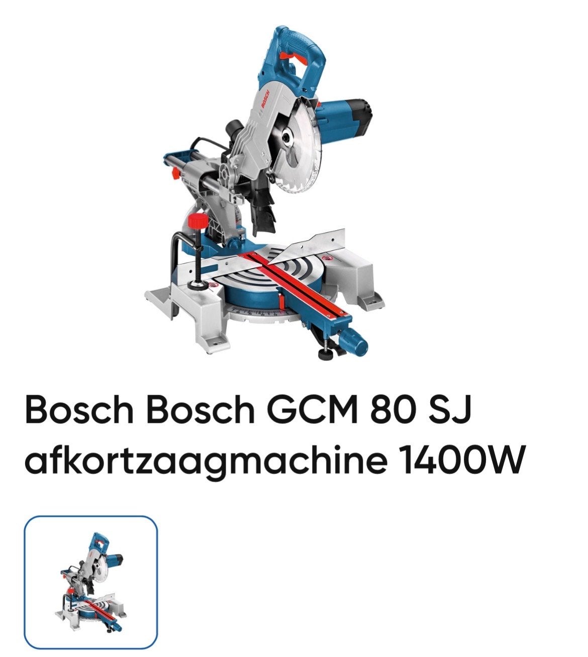Nieuwe Bosch GCM 80 SJ Afkortzaagmachine 1400W, Doe-het-zelf en Verbouw, 70 mm of meer, Nieuw, Ophalen of Verzenden, Afkortzaag