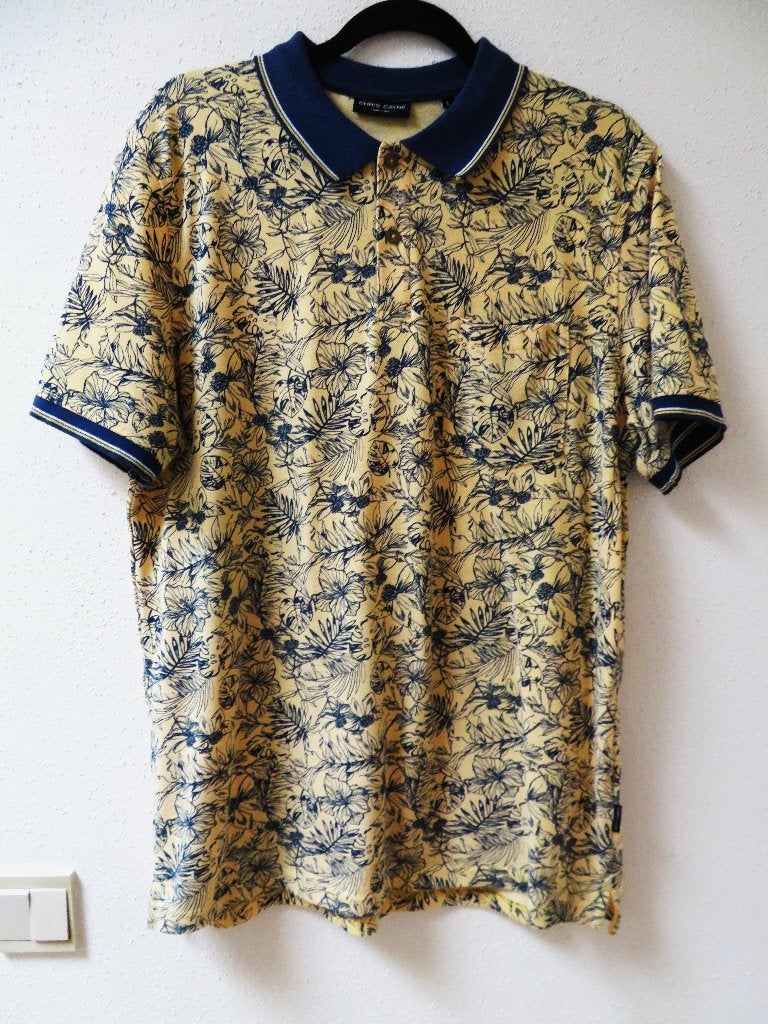 C50 Cris Cane polo shirt blauw geel L 52/54, Maat 52/54 (L), Blauw, Ophalen of Verzenden, Zo goed als nieuw