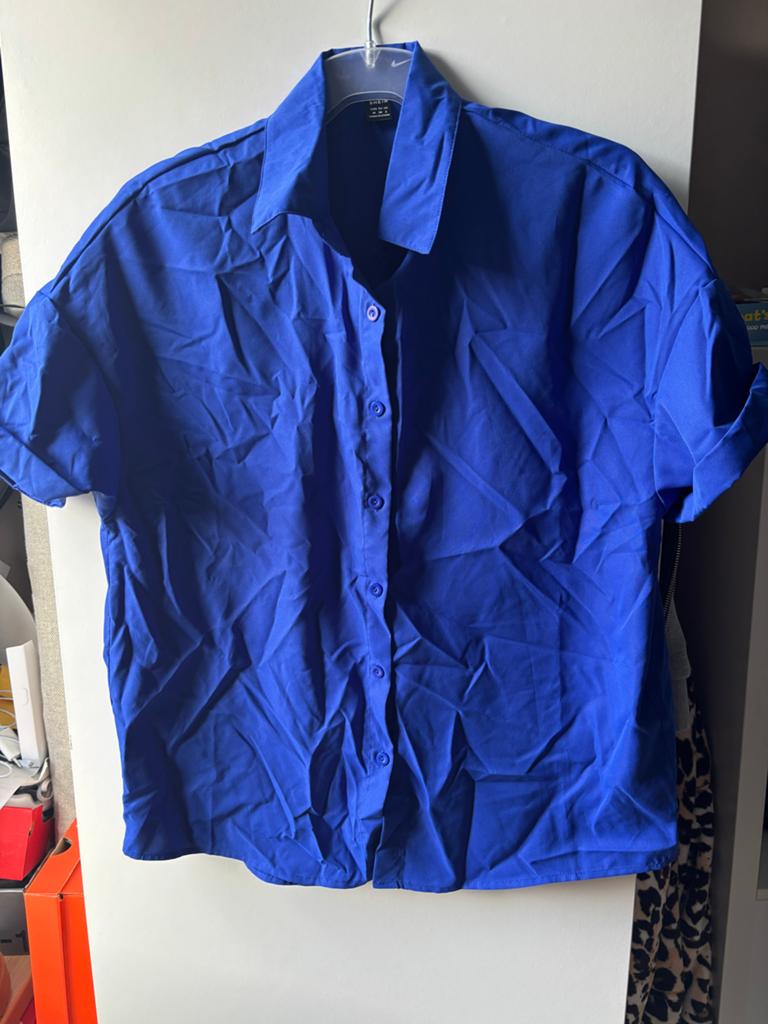 Blouse met kort broekje - Shein set, Ophalen of Verzenden, Zo goed als nieuw, Maat 38/40 (M), Blauw