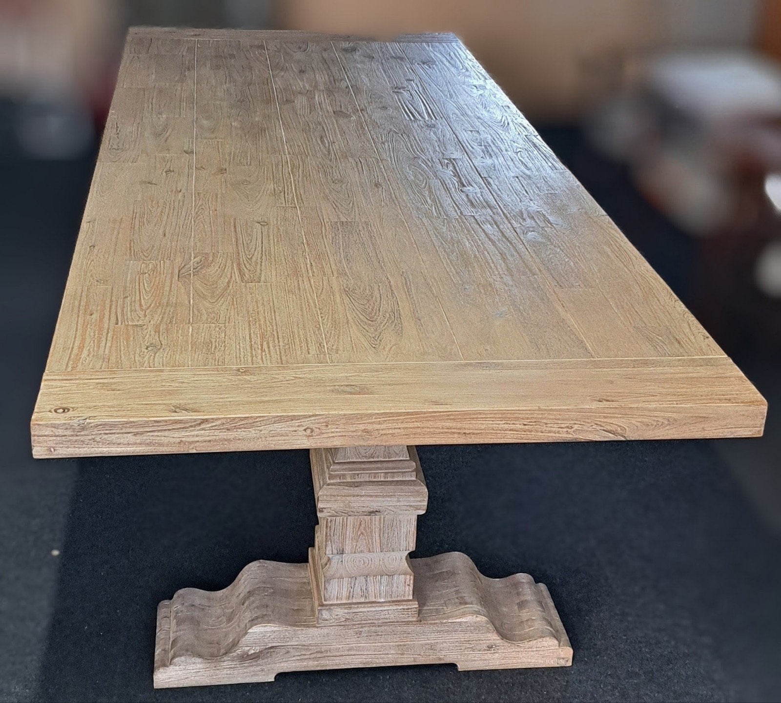 Prachtige, zware teakhouten kloostertafel in nette staat, Ophalen, Gebruikt, 100 tot 150 cm, 200 cm of meer