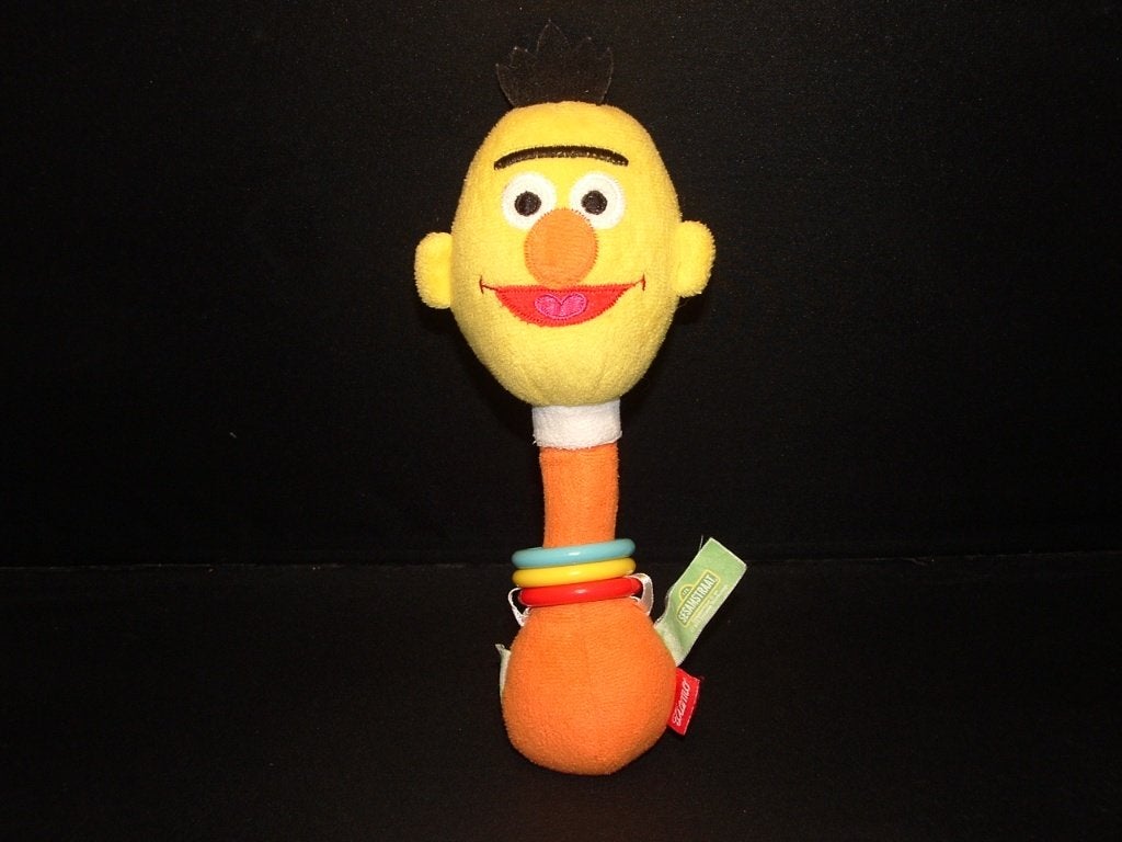 SESAMSTRAAT BERT RAMMELAAR BADSTOF ORANJE MET GEEL HOOFDJE, Verzenden, Nieuw, Overige typen