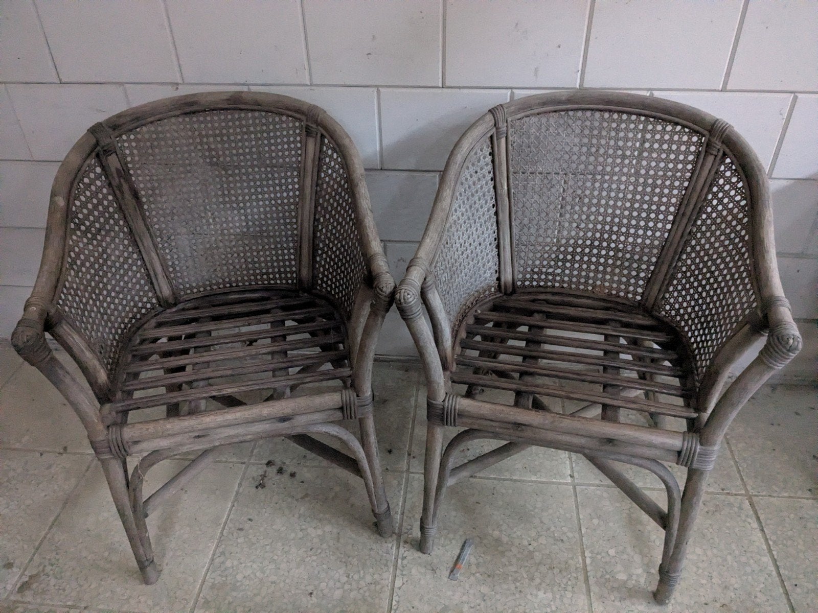 rieten stoelen, Huis en Inrichting, Gebruikt, Bruin, Riet of Rotan, Ophalen of Verzenden