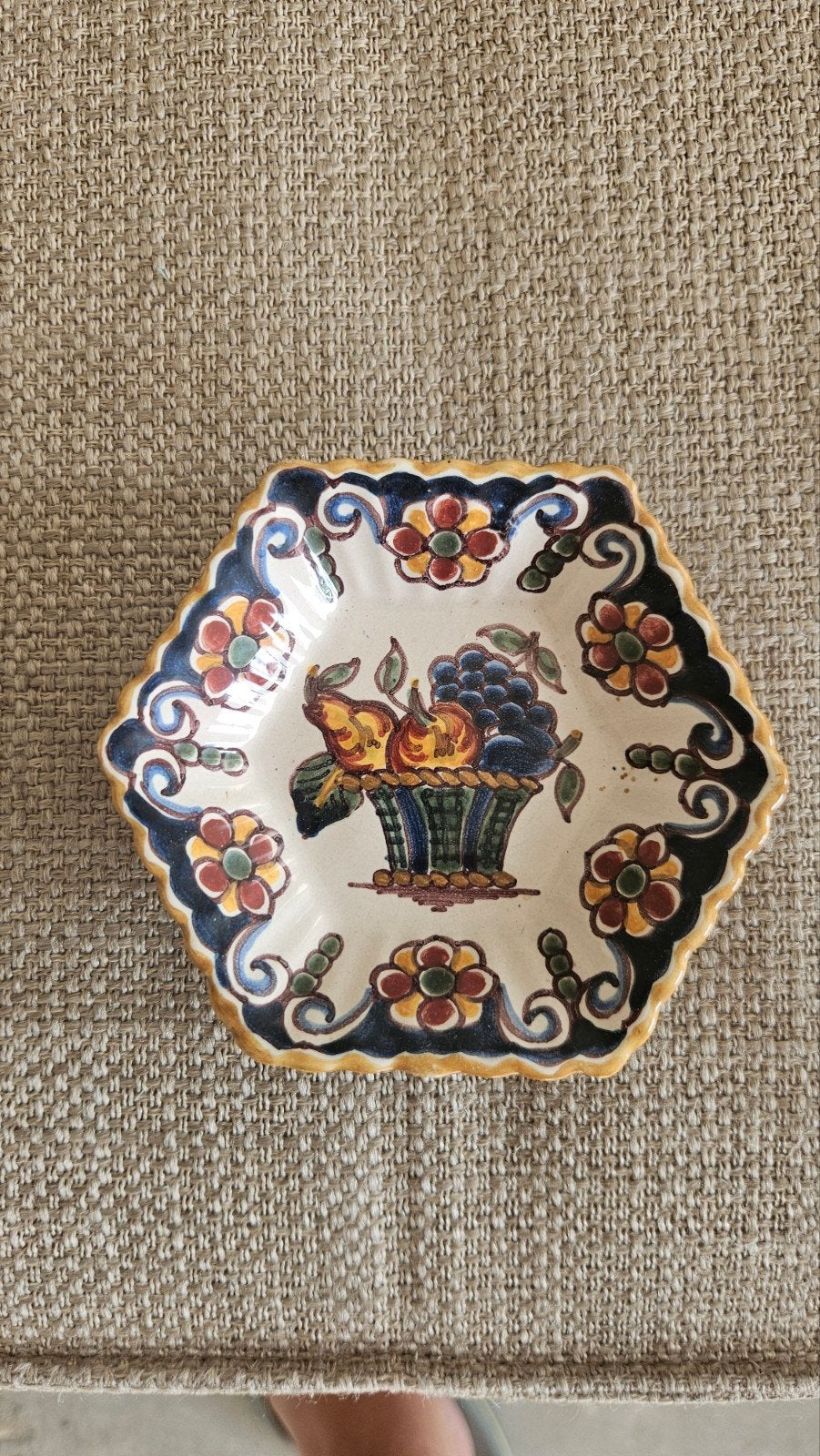 3 x Makkums Aardewerk Hexagonale Schaaltjes met Fruit/Bloeme, Ophalen of Verzenden