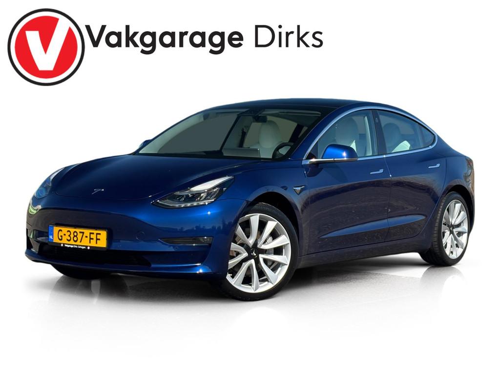 Tesla Model 3 Long Range 351 PK AWD 75 kWh ✅ Pano ✅ ACC, Automaat, Stof, Blauw, Origineel Nederlands