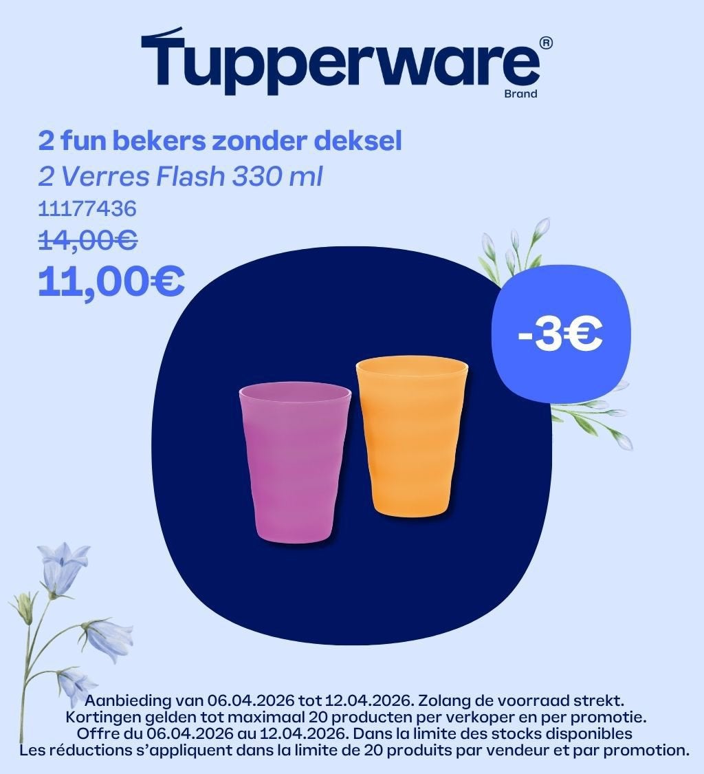 Tupperware Fun Bekers (2) # 330 ml, Ophalen of Verzenden, Nieuw, Beker of Kan