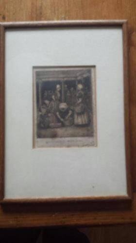 unieke ets Botermarkt Middelburg 1908 !!! G. te Winkel., Ophalen
