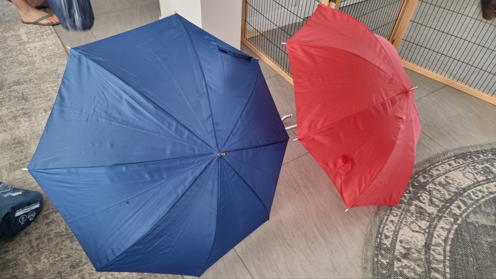 blauw en rode kinder paraplu, Ophalen, Blauw
