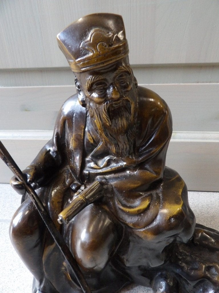 bronzen Japanse wijze man, Ophalen of Verzenden, Brons, Beeld, 20 - 50 cm