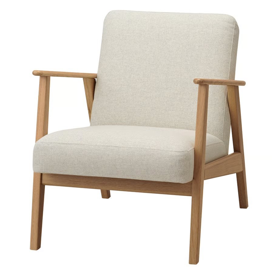 EKENÄSET Fauteuil, eiken/Gunnared beige - Zo goed als nieuw, Huis en Inrichting, Fauteuils, Ophalen, 75 tot 100 cm, Zo goed als nieuw