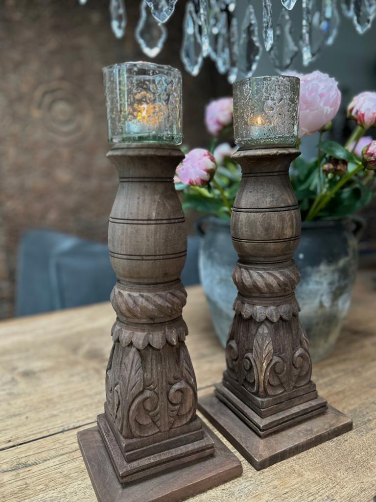 Oude houtsnijwerk baluster oosters sober sleets, Ophalen of Verzenden