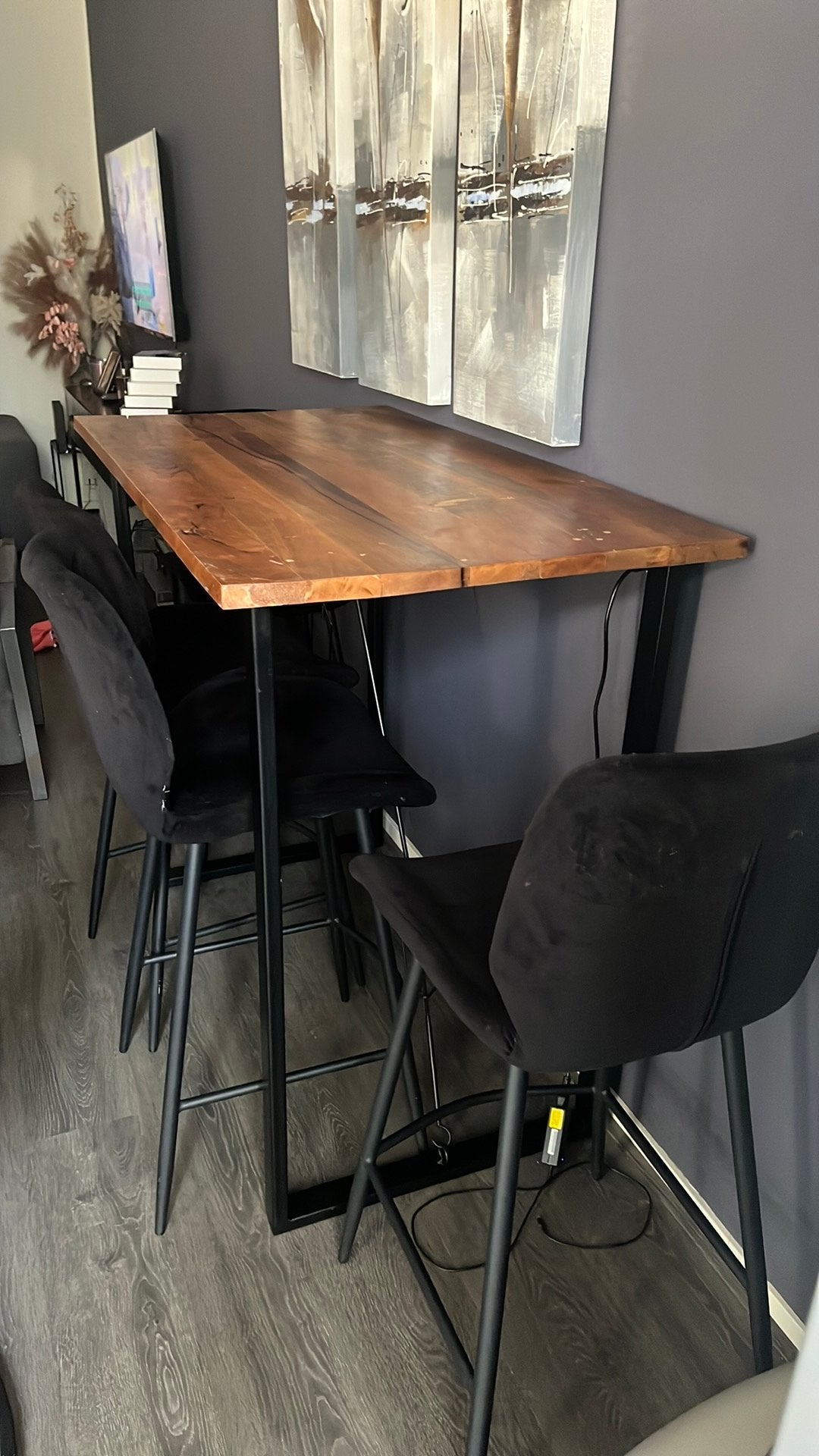 Hoge bar tafel met 4 krukken, Ophalen, Zo goed als nieuw