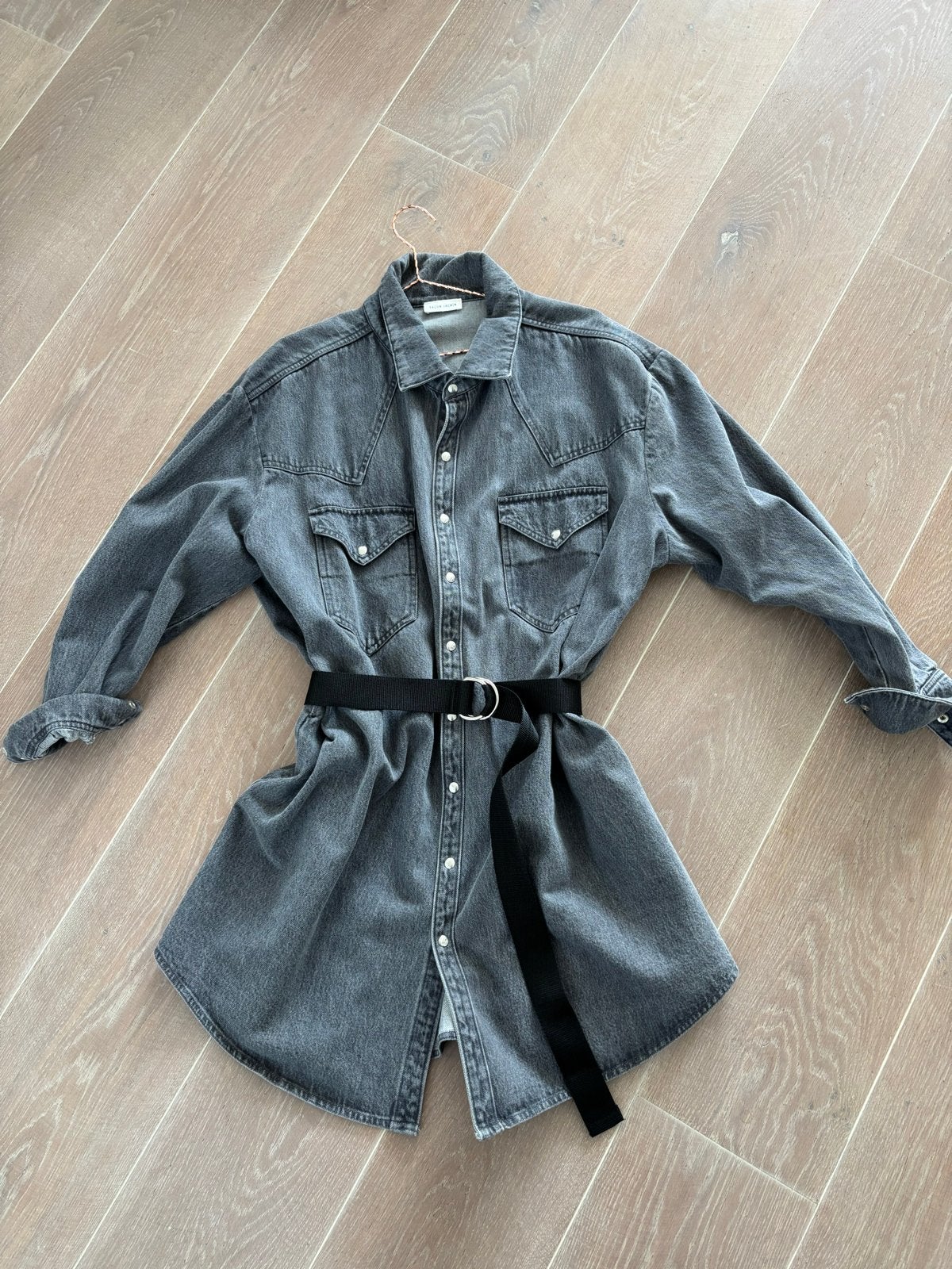 Facon Jacmin Oversized Spijkerblouse / Tuniek / Jas Maat 40, Ophalen of Verzenden, Zo goed als nieuw, Maat 38/40 (M), Grijs