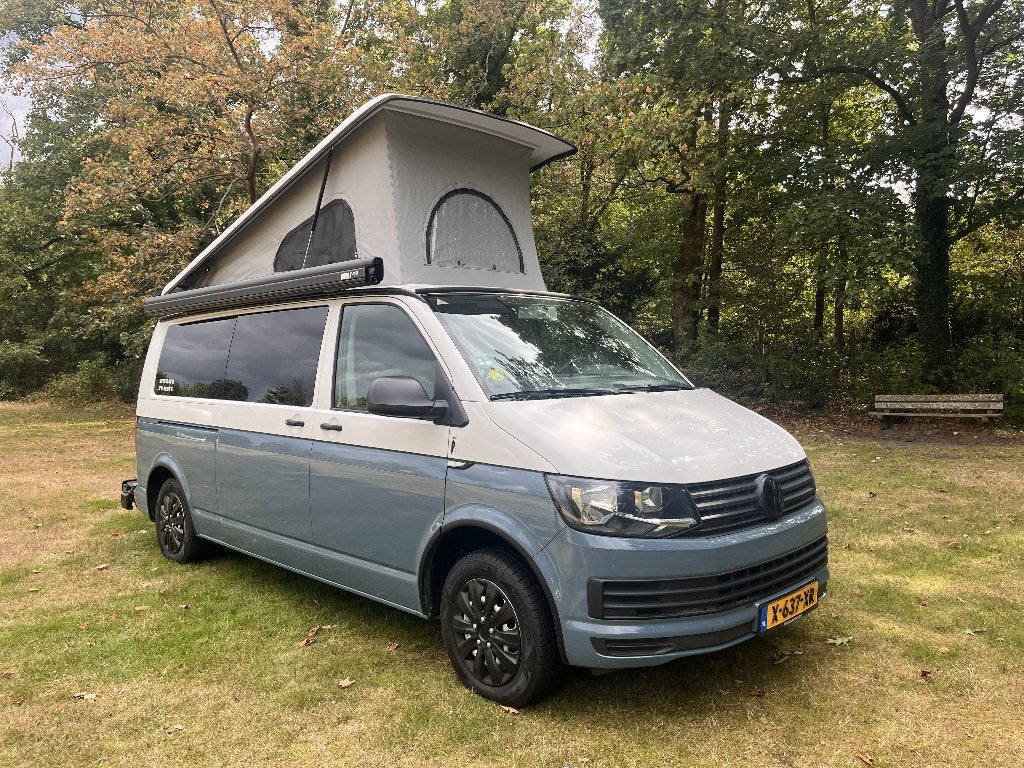 Volkswagen buscamper Woodpecker T6 verlengd (2 pers.), Chemisch toilet, Buscamper of Camperbus, Volkswagen, Treinzit