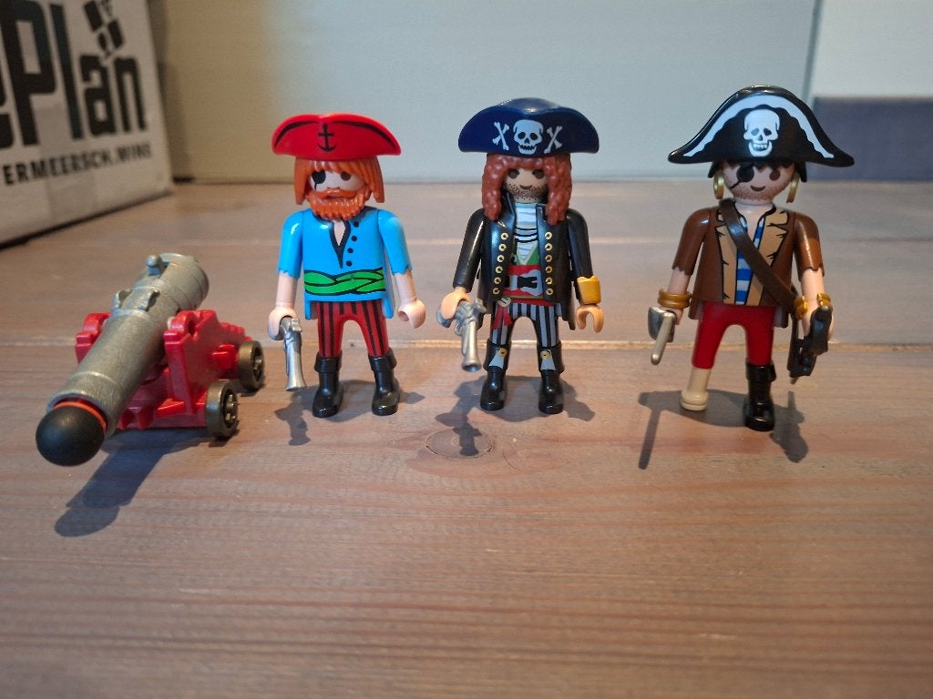 Playmobil set 3 piraten met kanon, Pirates, Complete set, Ophalen of Verzenden, Zo goed als nieuw