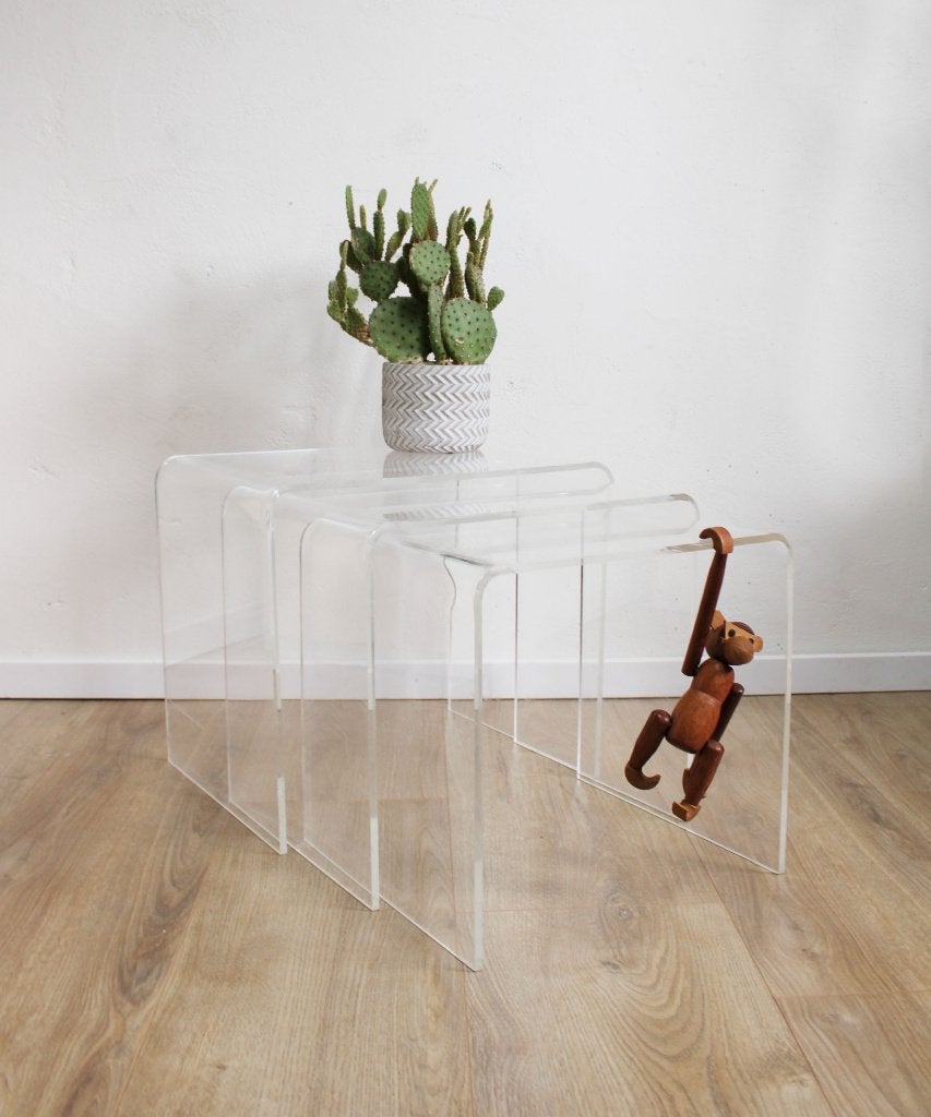 Plexiglazen retro mimiset. Vintage bijzet tafeltjes., Ophalen, Minder dan 45 cm, O, O