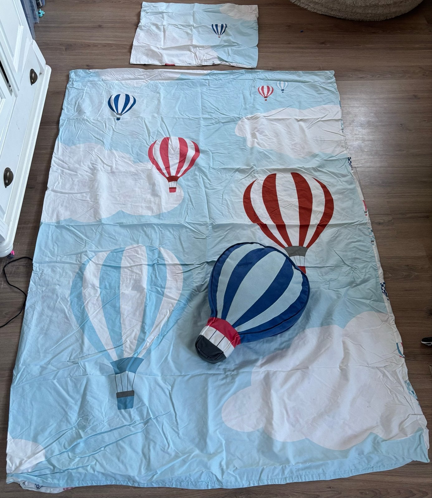Dekbedovertrek met luchtballonnen en kussen, Overige merken, Meerkleurig, Dekbedovertrek, Ophalen of Verzenden