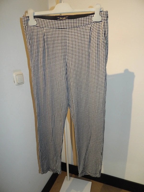 King Louie makkelijke zwart wit broek in fijn ruitje M