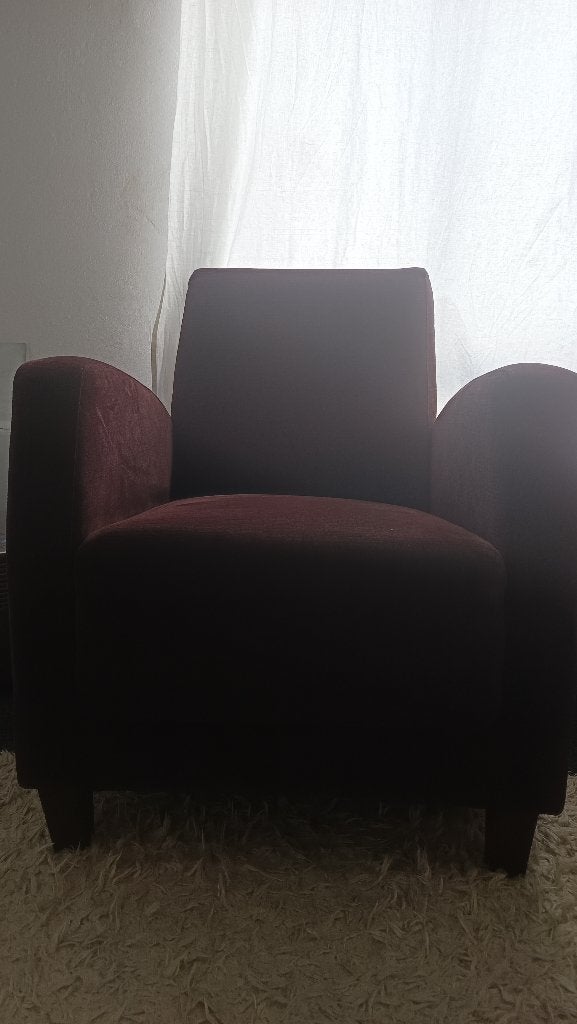 Bordeaux fauteuil – stof, Huis en Inrichting, Fauteuils, Gebruikt, Stof, 50 tot 75 cm, 75 tot 100 cm, Ophalen of Verzenden