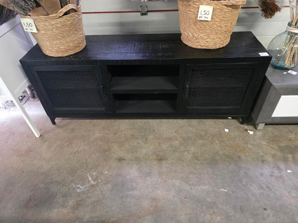 Zwarte Mango Salon Tafel - 160x40x61cm, Gebruikt, 150 tot 200 cm, Industrieel, Modern, Minder dan 100 cm