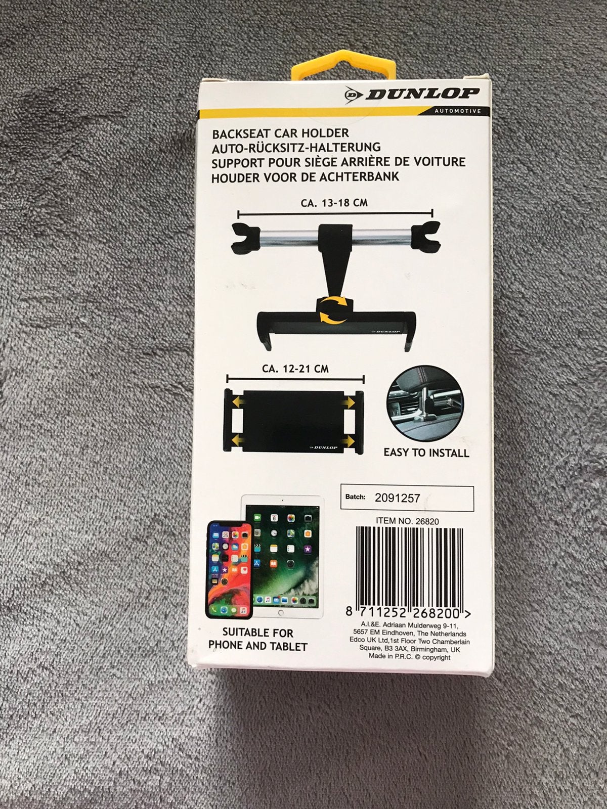 Telefoon mobiel tablet houder stoel achterbank dunlop, Verzenden, Nieuw